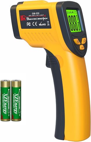 Infrared Laser Thermometer, Digital Infrared Laser Thermometer Gun with Adjustable Emissivity, IR Thermometer Temperature Gun for Cooking, Pizza Oven & Engine, -58℉～1022℉(-50℃～550℃) in Saudi Arabia