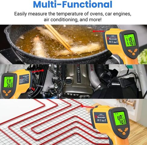 Infrared Laser Thermometer, Digital Infrared Laser Thermometer Gun with Adjustable Emissivity, IR Thermometer Temperature Gun for Cooking, Pizza Oven & Engine, -58℉～1022℉(-50℃～550℃) in Saudi Arabia