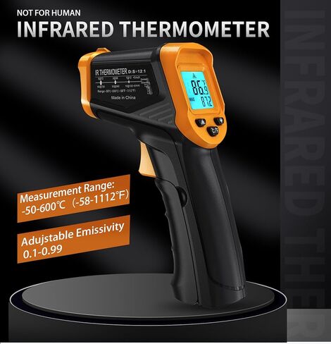 Infrared Thermometer Gun Digital Laser Temperature Gun -58℉ to 1112℉(-50℃ to 600℃) Adjustable Emissivity IR Temp Gun for Cooking,BBQ,Food,Pizza,Meat,Grill,Griddle,Oven,Engine(not for Humans) in Kuwait