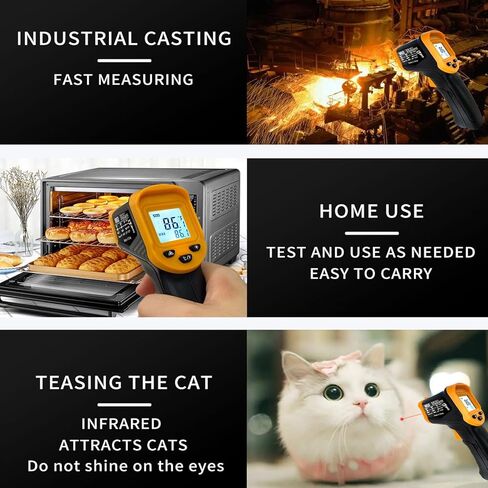 Infrared Thermometer Gun Digital Laser Temperature Gun -58℉ to 1112℉(-50℃ to 600℃) Adjustable Emissivity IR Temp Gun for Cooking,BBQ,Food,Pizza,Meat,Grill,Griddle,Oven,Engine(not for Humans) in Kuwait