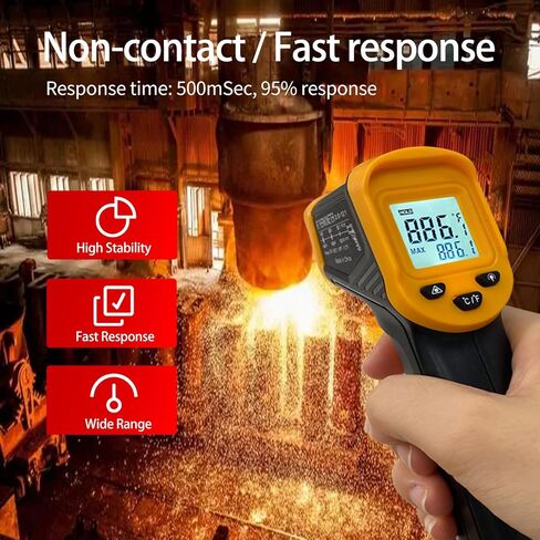 Infrared Thermometer Gun Digital Laser Temperature Gun -58℉ to 1112℉(-50℃ to 600℃) Adjustable Emissivity IR Temp Gun for Cooking,BBQ,Food,Pizza,Meat,Grill,Griddle,Oven,Engine(not for Humans) in Kuwait