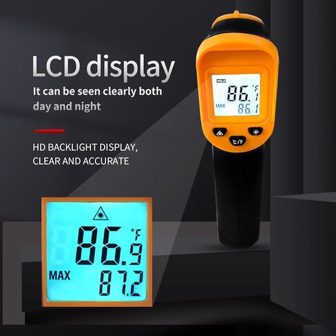 Infrared Thermometer Gun Digital Laser Temperature Gun -58℉ to 1112℉(-50℃ to 600℃) Adjustable Emissivity IR Temp Gun for Cooking,BBQ,Food,Pizza,Meat,Grill,Griddle,Oven,Engine(not for Humans) in Kuwait