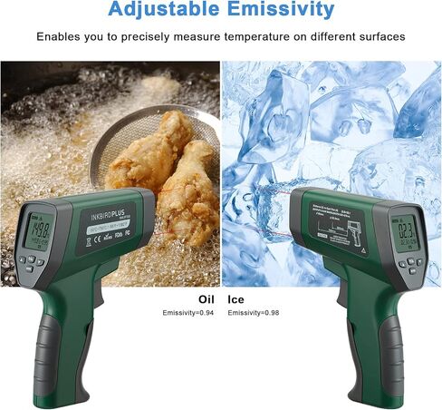 مسدس حرارة بالأشعة تحت الحمراء من INKBIRDPLUS للطهي، مسدس ميزان حرارة ليزر رقمي لفرن البيتزا والزواحف مع إضاءة خلفية، -58 درجة فهرنهايت ~ 1382 درجة فهرنهايت (INK-IFT03) in Kuwait