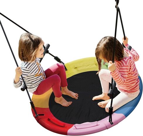 Saucer Swing for Kids Outdoor Tree Swings for Adults, 40 Inch Large Round Saucer Tree Swing, 800lb Weight Capacity Waterproof Flying Swing Seat with 2 Tree Hanging Straps, Multicolour in Saudi Arabia