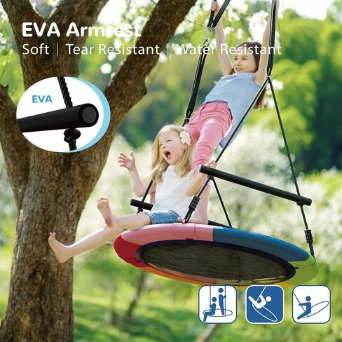 Saucer Swing for Kids Outdoor Tree Swings for Adults, 40 Inch Large Round Saucer Tree Swing, 800lb Weight Capacity Waterproof Flying Swing Seat with 2 Tree Hanging Straps, Multicolour in Saudi Arabia