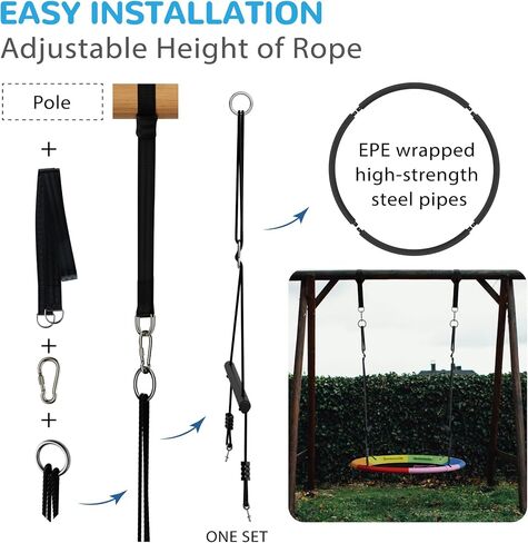 Saucer Swing for Kids Outdoor Tree Swings for Adults, 40 Inch Large Round Saucer Tree Swing, 800lb Weight Capacity Waterproof Flying Swing Seat with 2 Tree Hanging Straps, Multicolour in Saudi Arabia