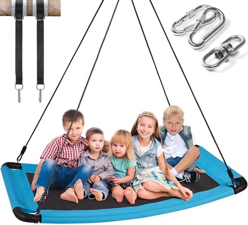 700lb Giant 60" Saucer Tree Swing Flying for Kids and Adults, Anti-Fade Tree Swing Set with 2pcs Hanging Straps and Adjustable Ropes, Outdoor Indoor Swings in Kuwait