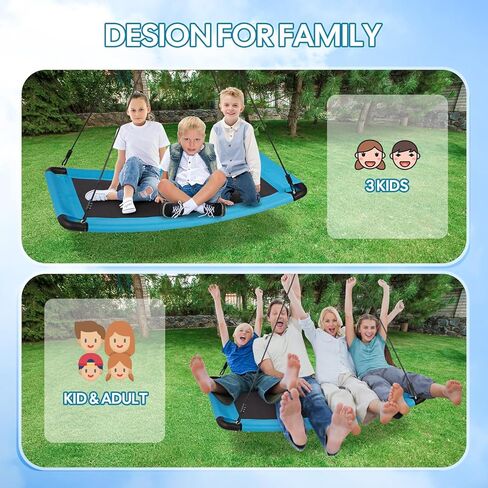 700lb Giant 60" Saucer Tree Swing Flying for Kids and Adults, Anti-Fade Tree Swing Set with 2pcs Hanging Straps and Adjustable Ropes, Outdoor Indoor Swings in Kuwait