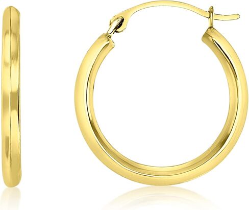14K الذهب الأصفر 2x19mm مصقول محكم تصميم جولة هوب خفيفة الوزن in Kuwait