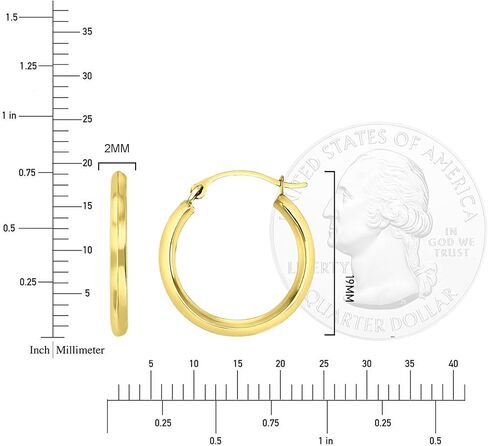 14K الذهب الأصفر 2x19mm مصقول محكم تصميم جولة هوب خفيفة الوزن in Kuwait