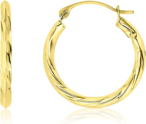 14K الذهب الأصفر 2x19mm مصقول محكم تصميم جولة هوب خفيفة الوزن in Kuwait