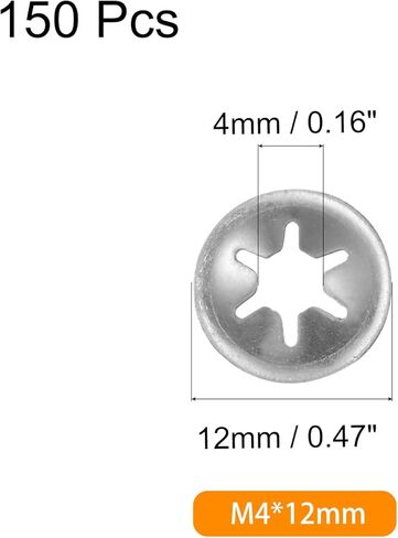 uxcell 150PCS Internal Tooth Starlock Push on Locking Washers M3 x 9mm Speed Clips Fasteners, Stainless Steel Push Nut Washers in Kuwait