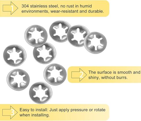 uxcell 150PCS Internal Tooth Starlock Push on Locking Washers M3 x 9mm Speed Clips Fasteners, Stainless Steel Push Nut Washers in Kuwait