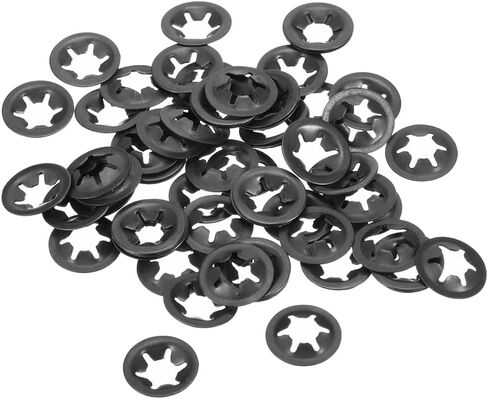 uxcell M6 Star Locking Washer 5.4mm I.D. 14mm O.D. Internal Tooth Lock Washers Push-On Locking Speed Clip 65Mn Black Oxide Finish 60pcs in Kuwait
