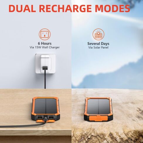 شاحن الطاقة الشمسية، شاحن لاسلكي محمول بقدرة 20,000 مللي أمبير في الساعة مع مدخل/مخرج USB C للهواتف المحمولة، حزمة بطارية خارجية مع مصباح يدوي مزدوج للتخييم in Kuwait