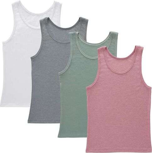 مجموعة تانك Hanes Girl's Originals، تانك توب فائق النعومة للفتيات، تانك مشروط مضلع قابل للتمدد، 4 عبوات in Saudi Arabia
