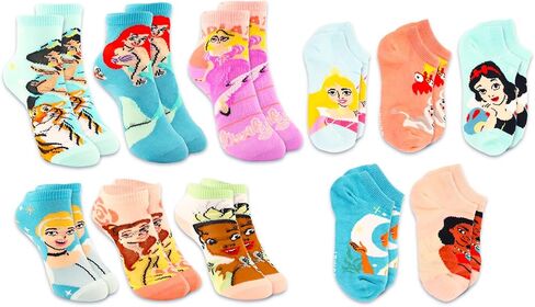 Disney Princess 12 Days of Socks Set - Bundle with 12 Pairs of Disney Princess Socks for Girls Size 7-10 Plus Disney Princess Stickers | Disney Sock Gift Box Set in Saudi Arabia