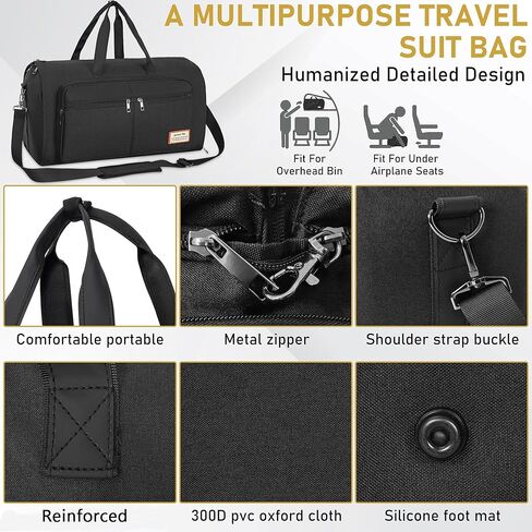 حمل على حقيبة الملابس 3 في 1 حقيبة واق من المطر 57L السفر فستان بتصميم بدلة الأحذية الناقل حقيبة التخزين للرجال النساء بين عشية وضحاها عطلة نهاية الأسبوع حقيبة سفر كبيرة in Kuwait