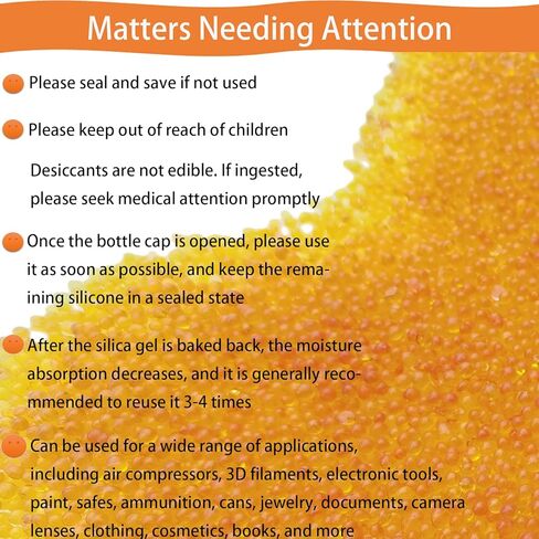 2 Pounds Orange Premium Indicating Silica Gel Beads- Reusable Desiccant Beads Silica Gel Rechargeable Moisture Absorber Silica Gel Desiccant (2 LBS) … in Saudi Arabia