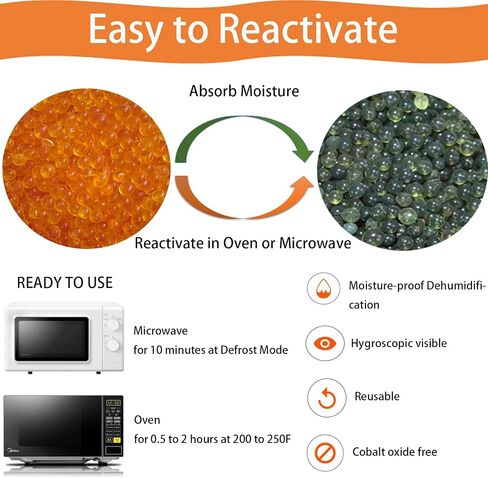 2 Pounds Orange Premium Indicating Silica Gel Beads- Reusable Desiccant Beads Silica Gel Rechargeable Moisture Absorber Silica Gel Desiccant (2 LBS) … in Saudi Arabia