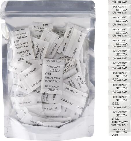 50Pcs 5 Gram Silica Gel Packets Desiccant Packs for Storage Moisture Absorbers Dehumidifier Packs Food Grade for Closet Bathroom Electronics Clothes Shoes Jewelry in Saudi Arabia