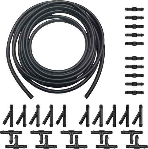 30 PCS Car Windshield Washer Kit, 13.12Ft Water Pump Nozzle Connection Hose with T-type/I-type/Y-type Connector, Multi-functional Replacement Accessories, Suitable for Most Car Models (Black) in Saudi Arabia