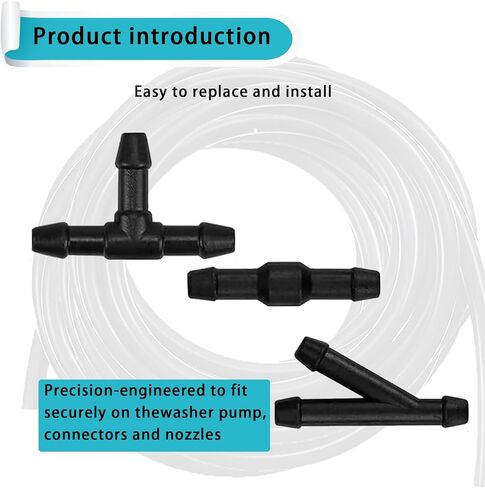 30 PCS Car Windshield Washer Kit, 13.12Ft Water Pump Nozzle Connection Hose with T-type/I-type/Y-type Connector, Multi-functional Replacement Accessories, Suitable for Most Car Models (Black) in Saudi Arabia