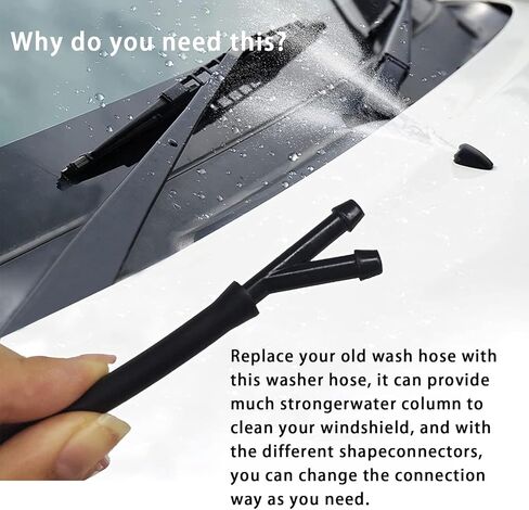 30 PCS Car Windshield Washer Kit, 13.12Ft Water Pump Nozzle Connection Hose with T-type/I-type/Y-type Connector, Multi-functional Replacement Accessories, Suitable for Most Car Models (Black) in Saudi Arabia
