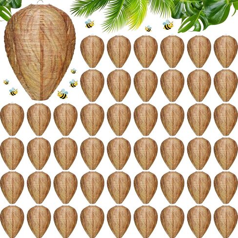 50 Pieces Wasp Nest Decoy Wasp Deterrent Bulk Yellow Fake Wasp Nest Wasp and Hornet Deterrent Hanging Wasp Nest Repellent for Outdoor Garden Yard Eaves in Saudi Arabia