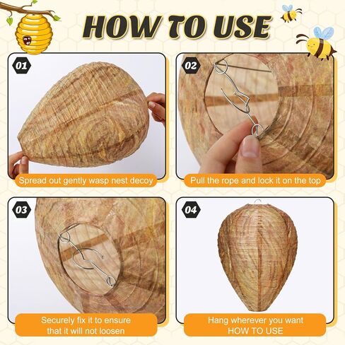 50 Pieces Wasp Nest Decoy Wasp Deterrent Bulk Yellow Fake Wasp Nest Wasp and Hornet Deterrent Hanging Wasp Nest Repellent for Outdoor Garden Yard Eaves in Saudi Arabia