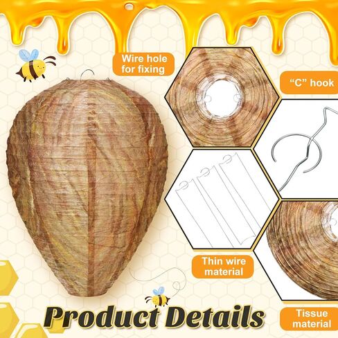 50 Pieces Wasp Nest Decoy Wasp Deterrent Bulk Yellow Fake Wasp Nest Wasp and Hornet Deterrent Hanging Wasp Nest Repellent for Outdoor Garden Yard Eaves in Saudi Arabia