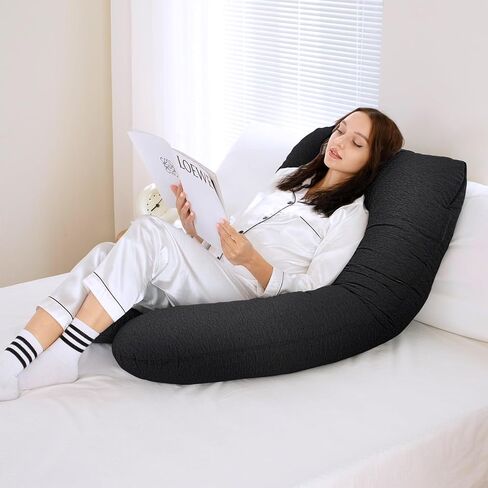 EDUJIN Memory Foam Pregnancy Pillows for Sleeping - Cooling Cotton Cover - U-Shape Full Body Maternity Pillow,Body Pillows for Adults,Pregnancy Pillow for Women,Pregnancy Must Haves(Black) in Saudi Arabia