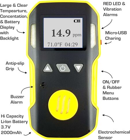 FORENSICS DETECTORS FD Ozone O3 كاشف ومحلل + مضخة مع مسبار من الطب الشرعي | الولايات المتحدة الأمريكية NIST معايرة | بطارية شحن USB | إنذارات قابلة للتعديل | 0-20 جزء في المليون O3 | in Kuwait