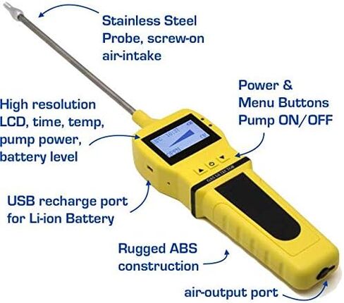 FORENSICS DETECTORS FD Ozone O3 كاشف ومحلل + مضخة مع مسبار من الطب الشرعي | الولايات المتحدة الأمريكية NIST معايرة | بطارية شحن USB | إنذارات قابلة للتعديل | 0-20 جزء في المليون O3 | in Kuwait
