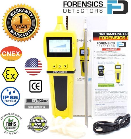 FORENSICS DETECTORS FD Ozone O3 كاشف ومحلل + مضخة مع مسبار من الطب الشرعي | الولايات المتحدة الأمريكية NIST معايرة | بطارية شحن USB | إنذارات قابلة للتعديل | 0-20 جزء في المليون O3 | in Kuwait
