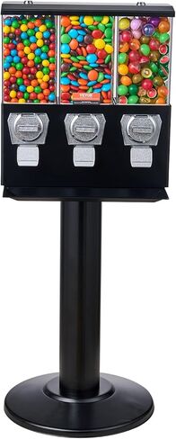 آلة بيع تجارية VEVOR، موزع حلوى ثلاثي المقصورة مع حامل حديد، آلة حلوى العلكة والحلوى للأعمال التجارية، بنك Gumball يعمل بقطع النقود المعدنية لكبسولات الألعاب، كرات نطاطة، حلوى الجوز، أسود in Kuwait