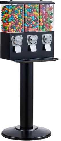 آلة بيع تجارية VEVOR، موزع حلوى ثلاثي المقصورة مع حامل حديد، آلة حلوى العلكة والحلوى للأعمال التجارية، بنك Gumball يعمل بقطع النقود المعدنية لكبسولات الألعاب، كرات نطاطة، حلوى الجوز، أسود in Kuwait