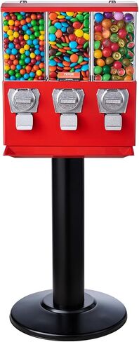 آلة بيع تجارية VEVOR، موزع حلوى ثلاثي المقصورة مع حامل حديد، آلة حلوى العلكة والحلوى للأعمال التجارية، بنك Gumball يعمل بقطع النقود المعدنية لكبسولات الألعاب، كرات نطاطة، حلوى الجوز، أحمر in Kuwait
