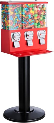 آلة بيع تجارية VEVOR، موزع حلوى ثلاثي المقصورة مع حامل حديد، آلة حلوى العلكة والحلوى للأعمال التجارية، بنك Gumball يعمل بقطع النقود المعدنية لكبسولات الألعاب، كرات نطاطة، حلوى الجوز، أحمر in Kuwait
