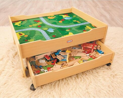 Little Tikes Real Wooden Train and Kids Table Set with Over 80 Multicolor Pieces Activity Table with Storage, Tracks, Trains, Cars, and More - Train Set Table Playset for Boys and Girls 3+ Years in Saudi Arabia