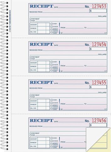 Adams SC1182 كتاب إيصالات الأموال حلزوني 2 جزء 7-5/8 بوصة × 11 بوصة 200/BK WE/CA in Saudi Arabia