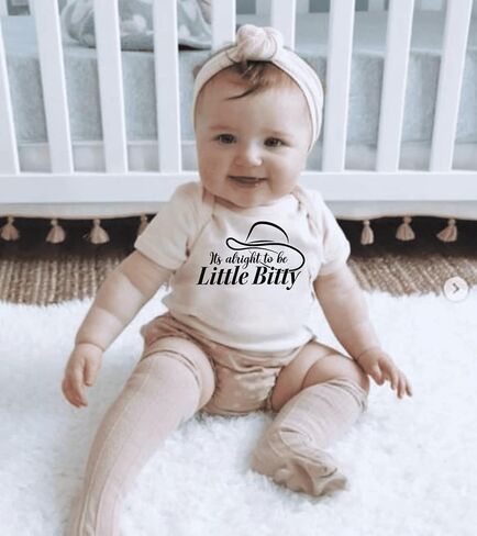 Baby Girl Boy It's Alright to be Little Bitty Romper Surprise Pregnancy Announcement Grandparents Bodysuit Jumpsuit (0-6 months, white-Long Sleeve Romper) in Saudi Arabia
