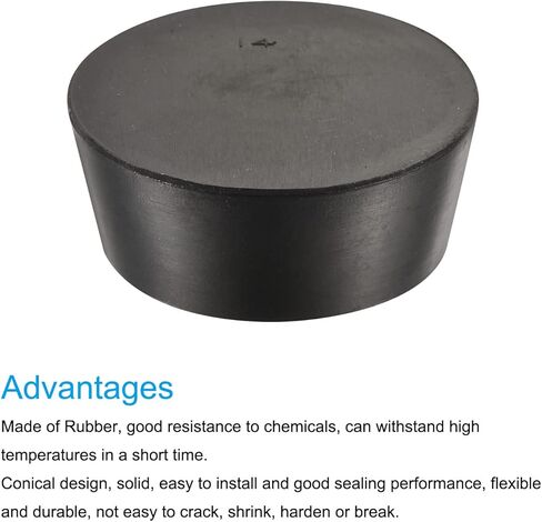 MECCANIXITY Rubber Tapered Plug 58mm to 68mm Solid Test Tubes Bungs Stopper Black for Lab Home in Kuwait
