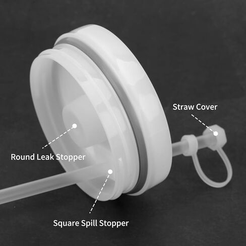 6 Pack Silicone Spill Proof Stoppers,Designed for Stanley Cup 1.0 and 2.0 40/30oz, White Silicone Leak proof kit,Including 2 Square Spill Stoppers, 2 Straw Cover Caps and 2 Round Leak Stoppers in Kuwait