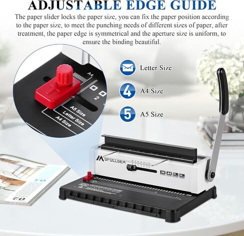 ماكينة تجليد لفائف حلزونية ماكينة تجليد الأسلاك 34 - فتحات بحجم مربع، سعة تثقيب 120 ورقة، صانع كتب ربط 12 ورقة لحجم الحروف، A4، A5 أو حجم أصغر in Kuwait