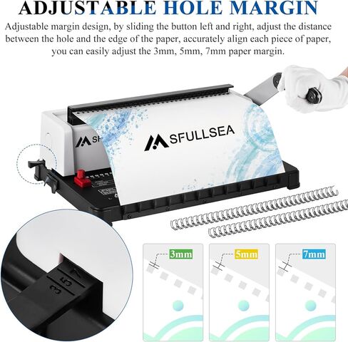 ماكينة تجليد لفائف حلزونية ماكينة تجليد الأسلاك 34 - فتحات بحجم مربع، سعة تثقيب 120 ورقة، صانع كتب ربط 12 ورقة لحجم الحروف، A4، A5 أو حجم أصغر in Kuwait