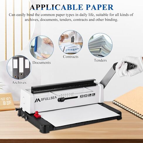 ماكينة تجليد لفائف حلزونية ماكينة تجليد الأسلاك 34 - فتحات بحجم مربع، سعة تثقيب 120 ورقة، صانع كتب ربط 12 ورقة لحجم الحروف، A4، A5 أو حجم أصغر in Kuwait