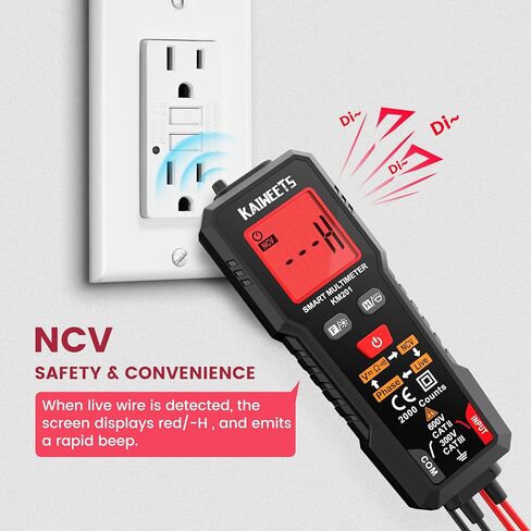 KAIWEETS Smart Multimeter TRMS 2000 Counts، الفولتميتر مع NCV يقيس جهد التيار المتردد DC، المقاومة، الاستمرارية، المرحلة، جهاز اختبار الجهد الكهربائي المحمول مع حامل يؤدي للمنزل، اختبار ورشة العمل in Kuwait