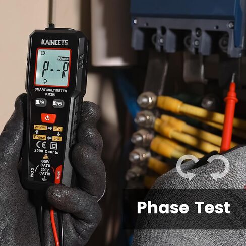 KAIWEETS Smart Multimeter TRMS 2000 Counts، الفولتميتر مع NCV يقيس جهد التيار المتردد DC، المقاومة، الاستمرارية، المرحلة، جهاز اختبار الجهد الكهربائي المحمول مع حامل يؤدي للمنزل، اختبار ورشة العمل in Kuwait