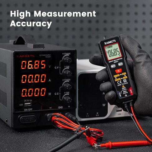 KAIWEETS Smart Multimeter TRMS 2000 Counts، الفولتميتر مع NCV يقيس جهد التيار المتردد DC، المقاومة، الاستمرارية، المرحلة، جهاز اختبار الجهد الكهربائي المحمول مع حامل يؤدي للمنزل، اختبار ورشة العمل in Kuwait